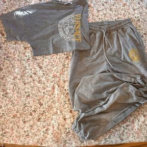 Versace gray color set crop top and pants
